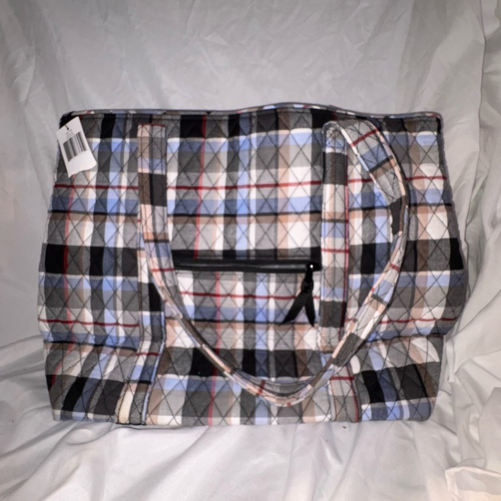 Vera Bradley Plaid Shoulder Bag - Black, Gray, Red, Blue